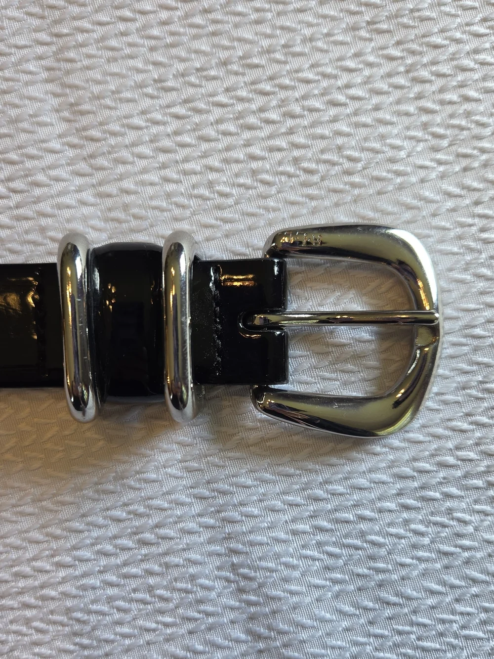 Ralph Lauren Classic Black Patent Leather Ladies's Belt with Silver Buckle